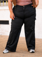 Cargo wide leg de bengalina negro