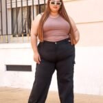 Cargo wide leg de bengalina negro