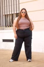 Cargo wide leg de bengalina negro